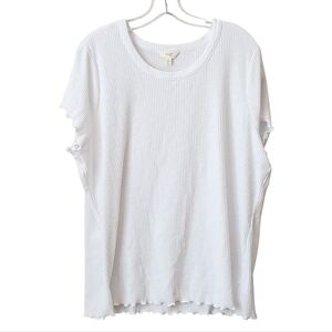 Terra & Sky White Ribbed Top Size 2X